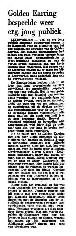 Golden Earring show review May 26 1972 Leeuwarden - De Harmonie